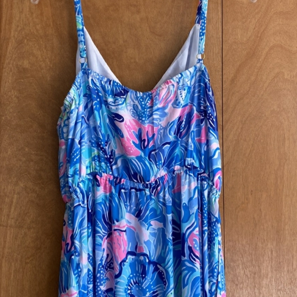 NWOT Pulitzer Resort Mareena Maxi Dress Saltwater Blue Shade Seekers XL - Picture 6 of 11